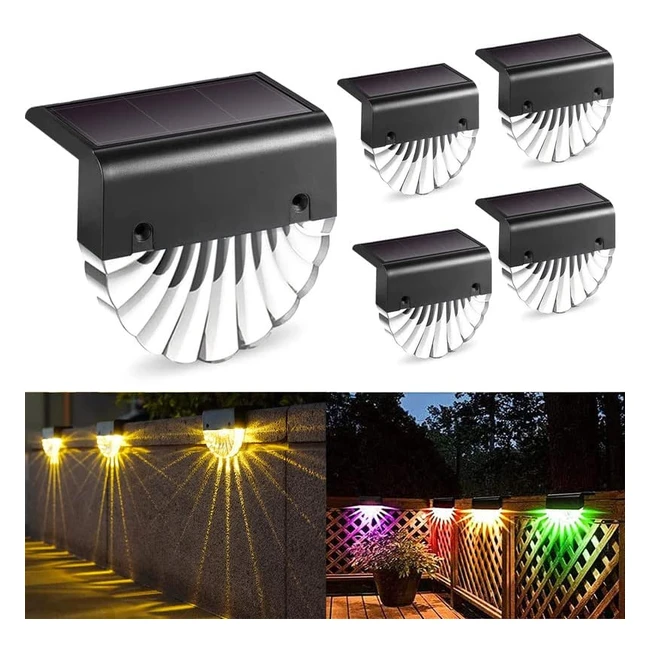Musunia Solar Fence Lights - Outdoor Waterproof Deck Lights (4 Pack) - Warm White & Multi-Color - #1 Garden Decoration