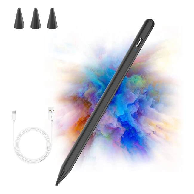 High-Precision Stylus Pen for iPad 2018-2022 with Tilt Sensitivity, Compatible with Apple Pencil, 3 Replaceable Nibs