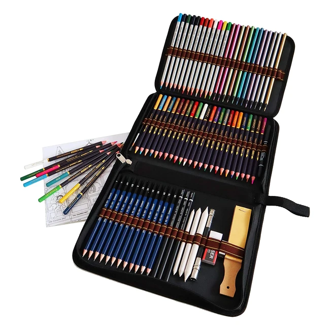 Kit de dessin professionnel Zeybe 72 pièces avec crayons aquarelle, couleurs et métalliques pour artistes adultes et enfants
