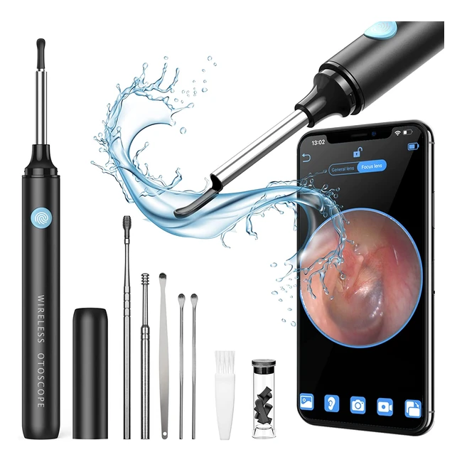 Hopefox Ear Wax Removal Kit Camera - 50MP, 6 LED Lights, WiFi, for iPhone, iPad, Android - Safe and Easy Ear Cleaner with Ear Pick Set