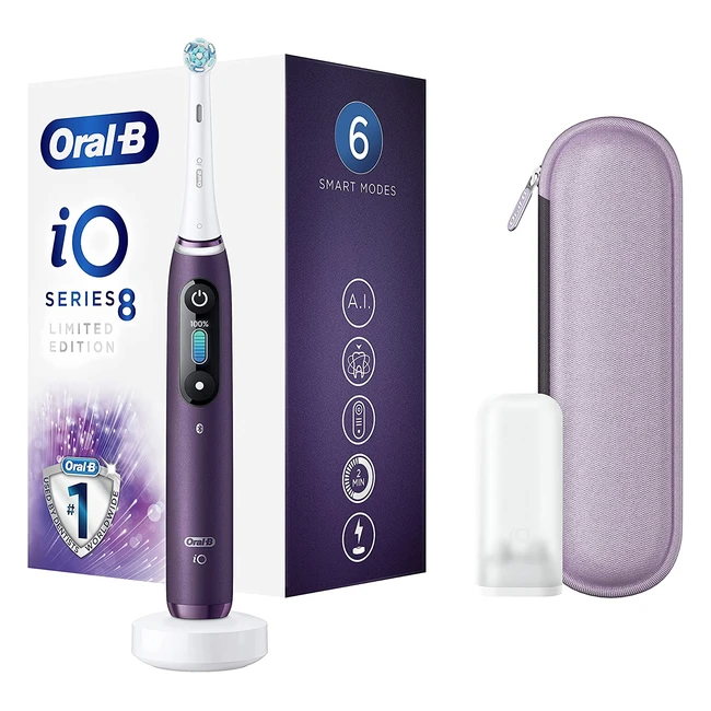 OralB IO 8 GO: Spazzolino Elettrico con Tecnologia Magnetica e Microvibrazioni - Testina, Custodia, Batteria al Litio - Edizione Speciale Viola