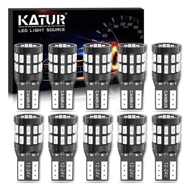 Pack de 10 ampoules LED T10 194 W5W Canbus sans erreur - Ultra bleu - 30 SMD 3014 - 12/24V - Longue durée de vie