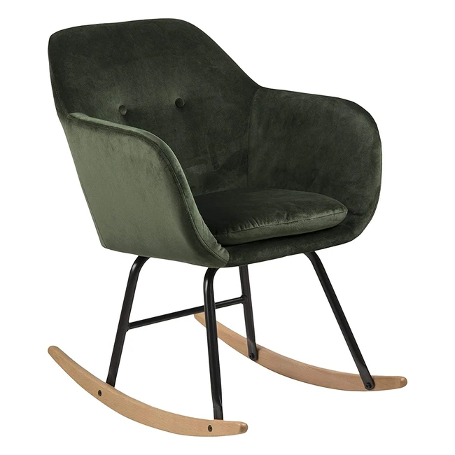 AC Design Furniture Wendy Velvet Rocking Chair - Green Armchair with Wooden Runners & Armrests - W 57 x D 71 x H 81 cm