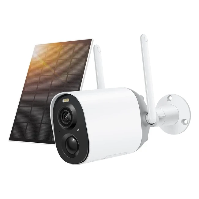 Caméra solaire Netvue extérieure sans fil avec vision nocturne couleur FHD et détection de mouvement PIR - IP65 étanche