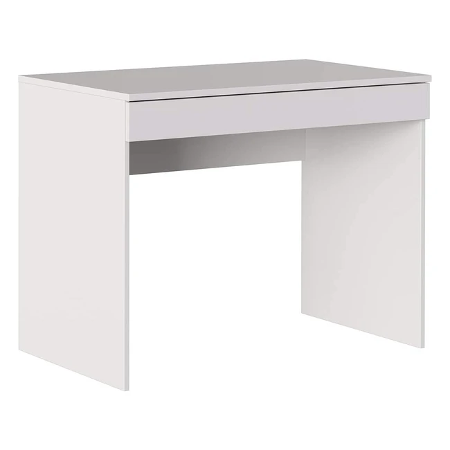 Scrivania Iconico Home Mik con cassetto in legno composito bianco opaco 100x555x76 cm