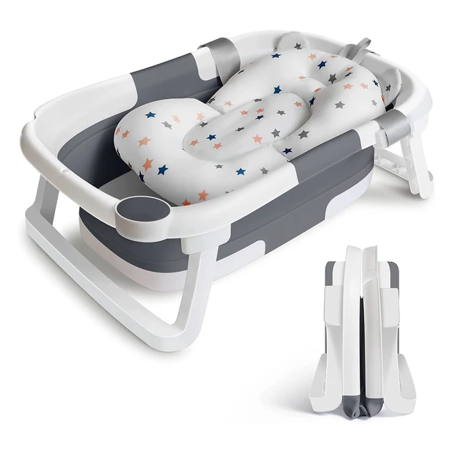 Baignoire pliable pour bébé, design intelligent, coussin antidérapant, bouchon de détection de température