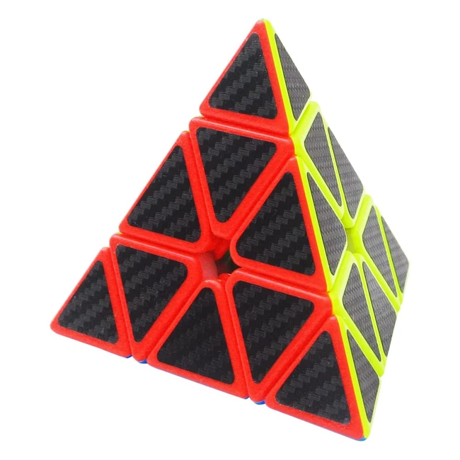 Cubo Magico Coolzon Pyraminx con Pegatina de Fibra de Carbono - Velocidad y Facil Turning