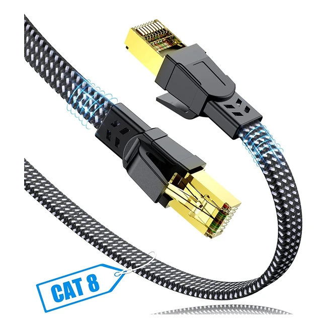 Cable Ethernet Cat 8 de alta velocidad - 3m - Swecent - SFTP - RJ45 - Blindado -