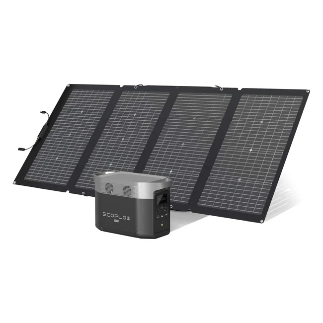 Delta Max 1600220W Solar Panel Power Station - 1612Wh, 6x2400W AC Sockets, 5000W Overvoltage, Portable Solar Generator