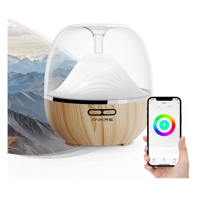 Diffusore WiFi Alexa 600ml Ankrs - Umidificatore Ambiente Smart con Luce Multicolore - Design Unico