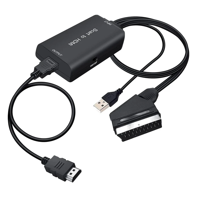 Conversor Euroconector a HDMI 1080p con Audio y Vídeo Digital - Adaptador SCART a HDMI para HDTV, DVD, Bluray, VCR y Proyector