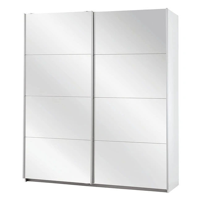 Rauch Möbel Caracas Schwebetürenschrank in Weiß mit Spiegelfront, 2-türig, inkl. Zubehörpaket Premium - 181x210x62 cm