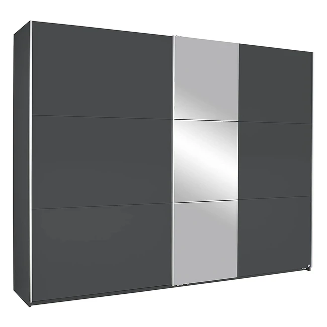 Rauch Möbel Kronach Schrank 2-türig mit Spiegel, Grau Metallic, BxHxT 261x210x59 cm