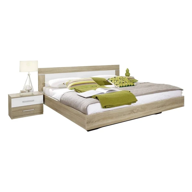 Venlo Doppelbett mit Nachttischen, Eiche Sonoma & Weiß, 180x200cm