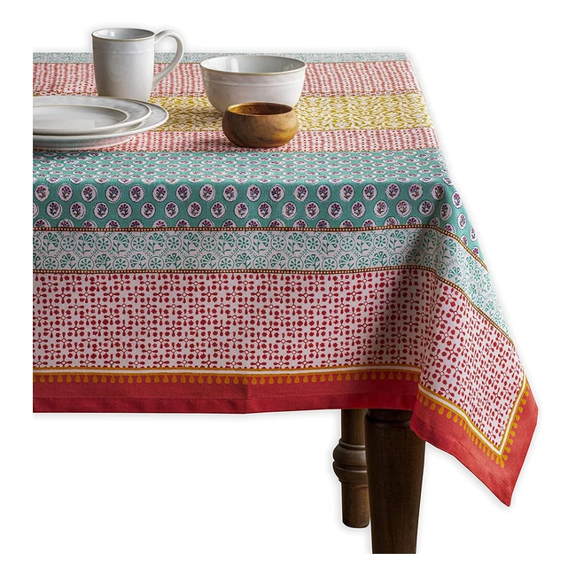 Maison d Hermine 100% Cotton Tablecloth - Washable Square Table Cover for Dining, Buffet, Parties, Camping - 140x180 - Spring/Summer Collection