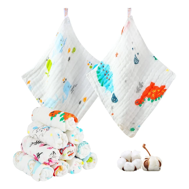 Set 10 pezzi asciugamani in cotone bio per neonato: morbidi e sicuri