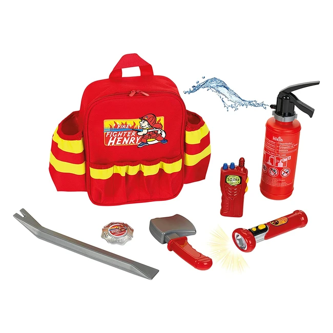 Sac à dos pompier Theo Klein 8900 - Avec lampe torche, extincteur et accessoires - Jouet pour enfants dès 3 ans