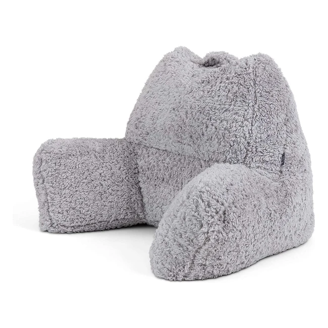 Icon Teddy Bear Cuddle Cushion Grey XL - Soft Sherpa Fleece Bean Filled Back Su