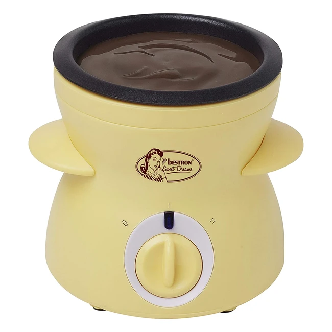 Appareil à fondue au chocolat Bestron Sweet Dreams rétro design, 25 W, jaune - Fondues gourmandes en famille ou entre amis
