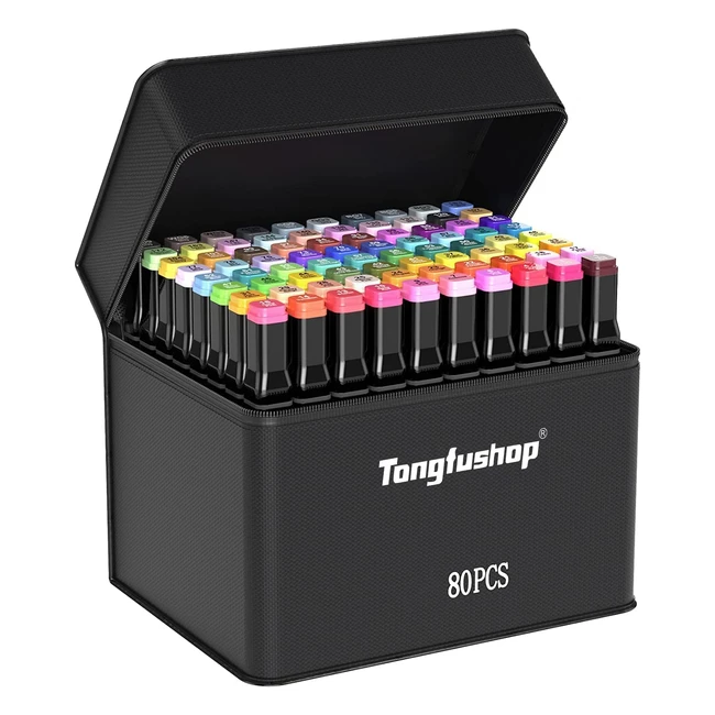 Rotulador de 80 colores Tongfushop - Set de rotuladores permanentes de punta doble para acuarela y bocetos