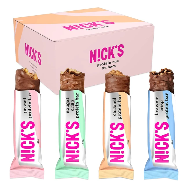Nicks Protein Mix Test Pack - Chocolate Protein Bar ohne Zuckerzusatz, glutenfrei - 9x50g