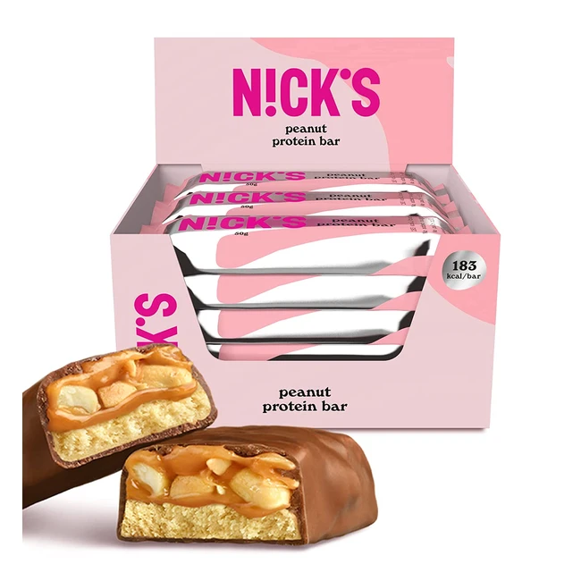 Nicks Low Carb Proteinriegel - Erdnuss & Schokolade - 15g Eiweiß - 183 Kalorien - Glutenfrei - 12x50g