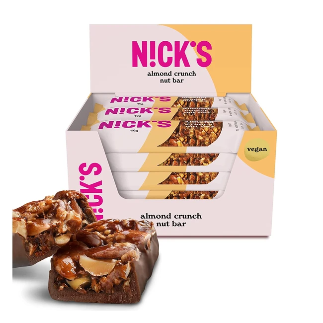 Nicks Keto Riegel Almond Crunch - Vegane Schokolade mit Mandelnussriegel 173 Ka