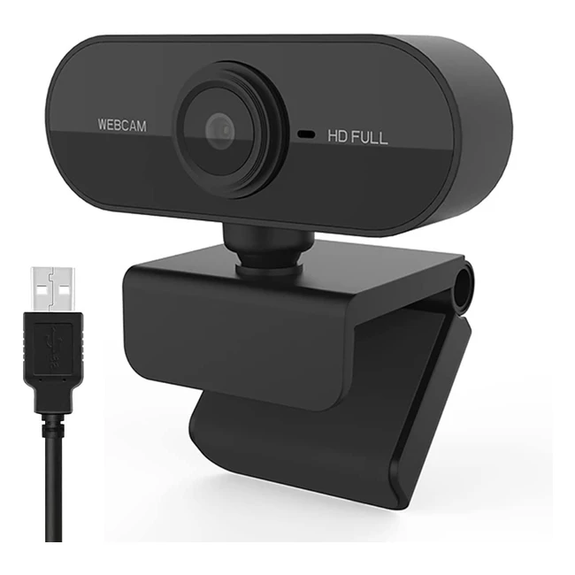 Webcam PC Full HD 1080p Vinmooog avec Microphone USB et 360° Rotation