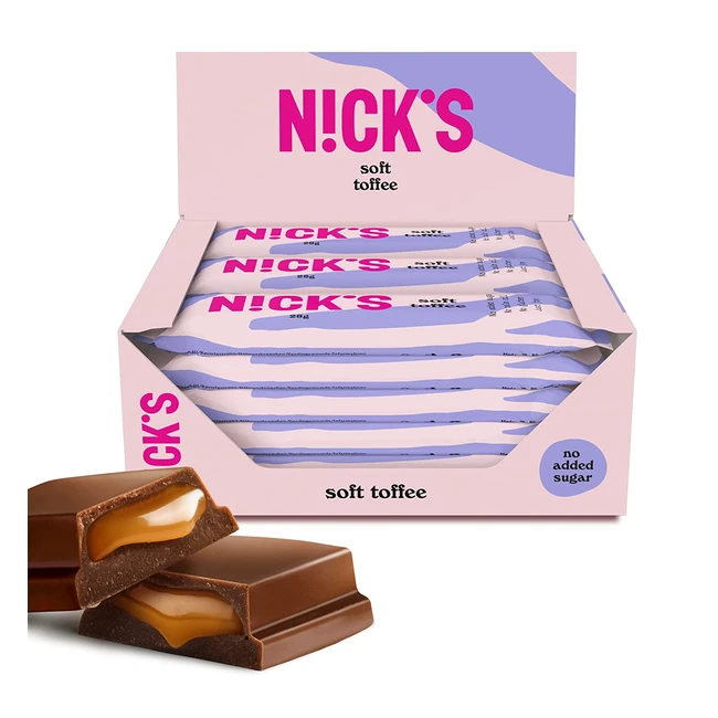 Nicks Keto Riegel - Soft Toffee Schokolade - 110 Kalorien - Glutenfrei - Low Ca