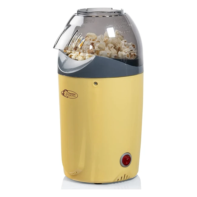 Bestron Popcorn Maker - Fettfreie Zubereitung in 2 Minuten - 1200 Watt - Gelb
