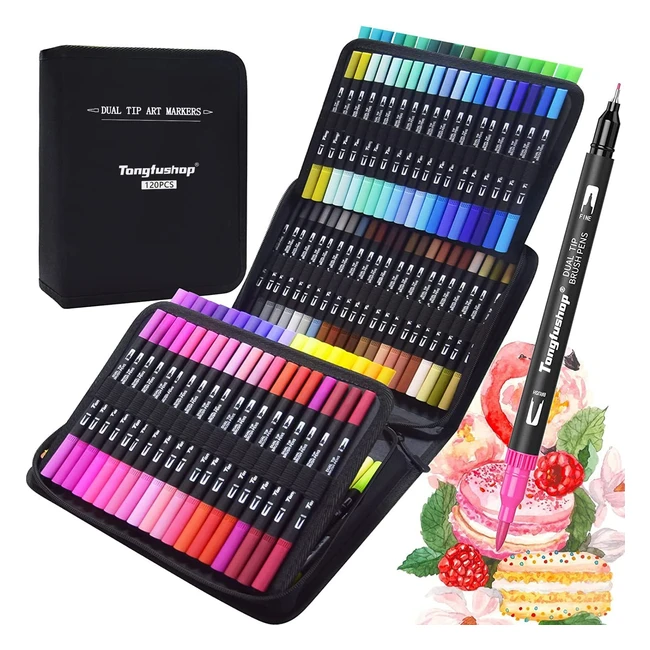 Pennarelli Acquerello Brush Pen 120 Colori - Disegno per Adulti e Bambini - Lettering, Colorare, Disegnare, Journaling e Calligrafia
