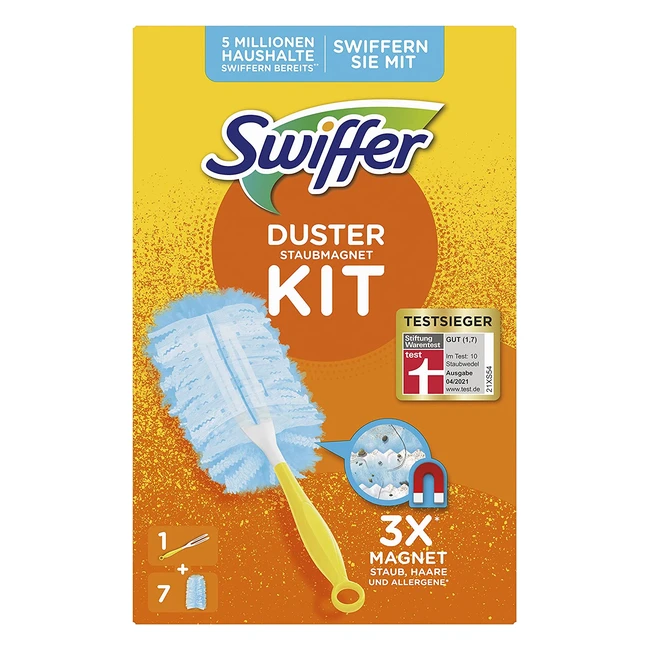 Swiffer Dust Magnet Starter Set mit 7 Tchern - Beseitigt Staub und Haare effek