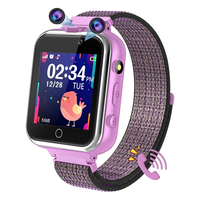 Smartwatch per bambini PTHTECHUS con chiamata telefonica, giochi e sveglia - Viola