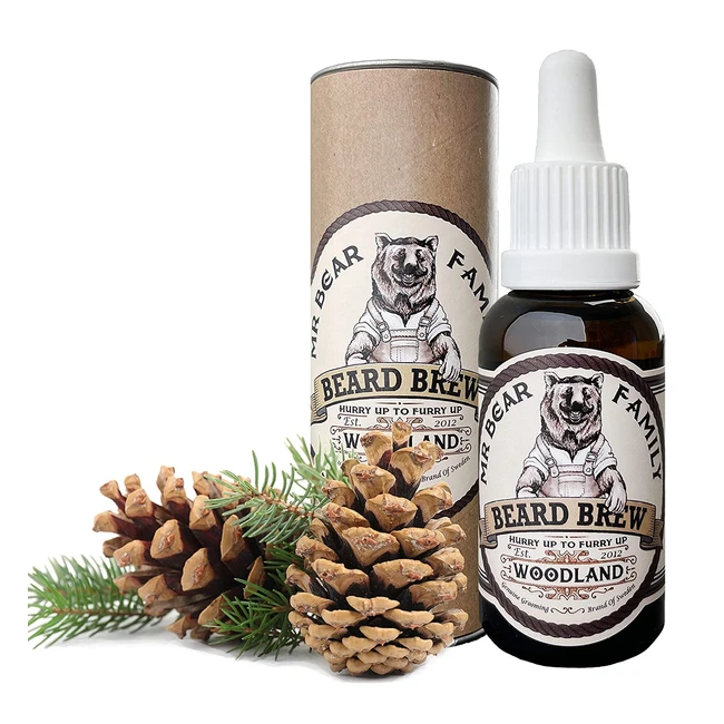 Mr. Bear Family Bartöl Woodland für Männer - Nährt und fördert das Bartwachstum mit Jojoba- und Arganöl - Bartpflegeöl für Männer - 30ml