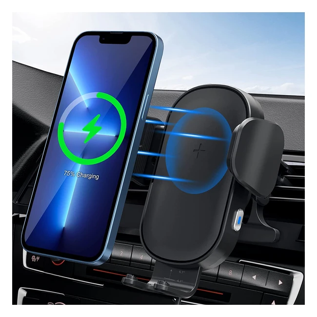 Beeasy 15W Fast Wireless Charger & Phone Holder fürs Auto - Induktive Qi-Ladestation für iPhone Samsung Huawei LG