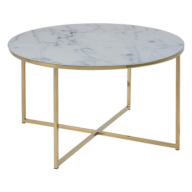 Tavolino da caffè rotondo AC Design Furniture Antje 80x45cm effetto marmo biancooro vetrometallo