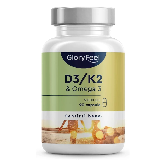 Vitamina D3 K2 Omega 3 - 90 capsule softgel per 3 mesi - 2000 UI Vitamina D - 10