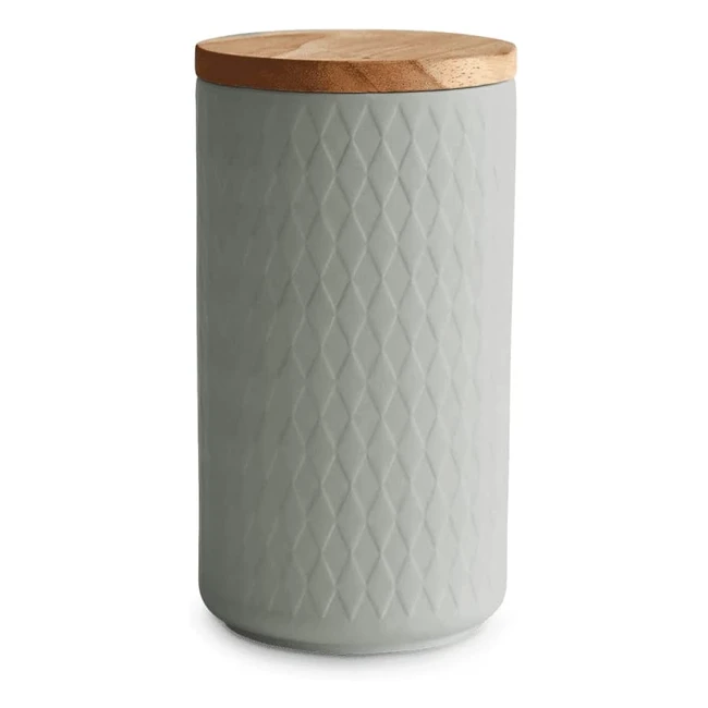 Ceramic Storage Jars with Wooden Lid - Grey Refillable Aromaneutral