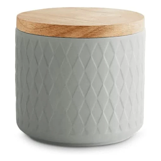 Keramik Vorratsbehälter mit Holzdeckel - Grau | Aromaneutral, Robust und Stilvoll