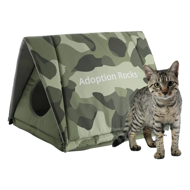 Petkit Outdoor Cat House - Waterproof Oxford Shelter with Padded Bottom - Foldable Triangle Design - Camouflage Green
