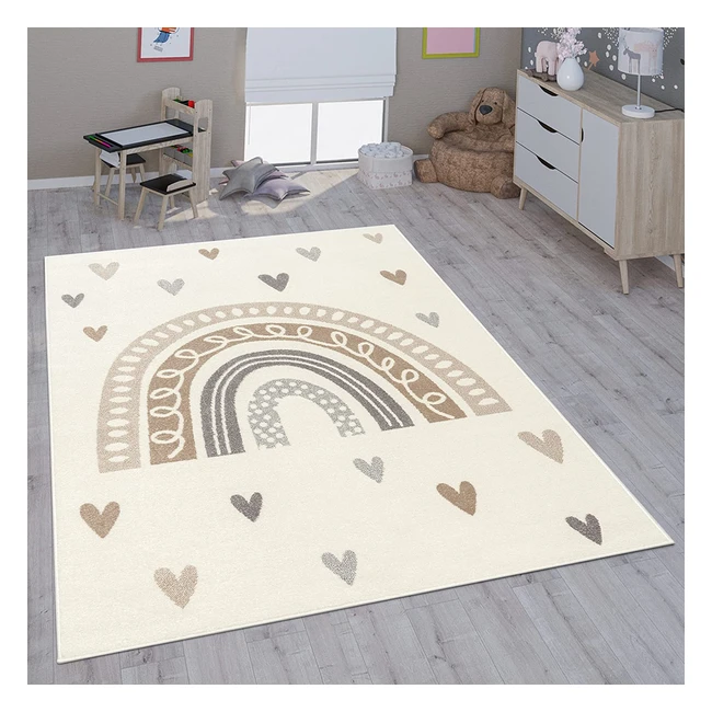 Paco Home Kinderteppich - Verschiedene Designs für Mädchen und Jungs - Größe 160x220 cm - Beige