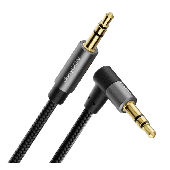 Câble Audio Jack 3.5mm Deleycon en Coton - Qualité Audio Sans Perte - Prises Métalliques - 1m