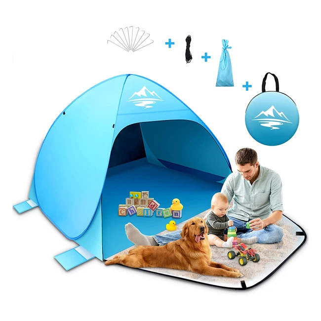 Pop-Up Beach Tent - Automatic Portable Sun Shelter for 2-3 People UPF 50 UV Su
