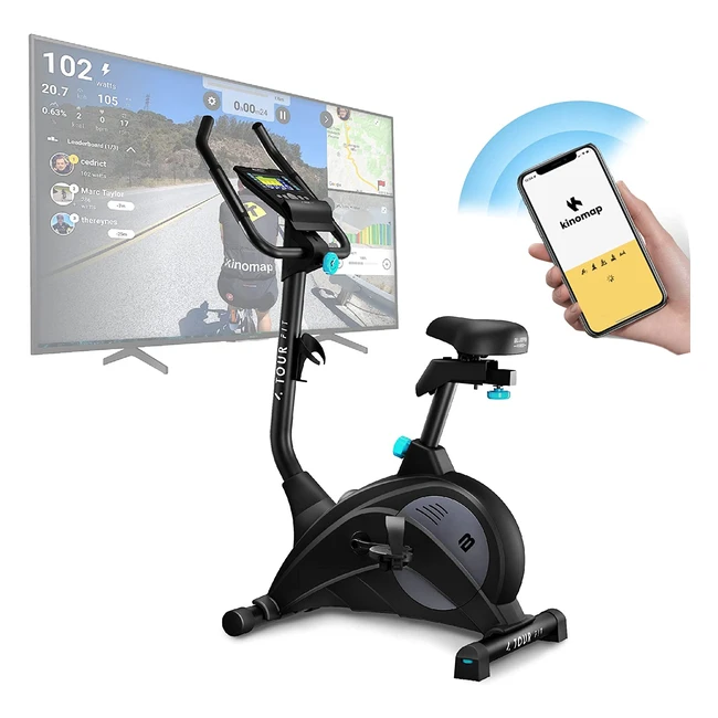 Bicicleta Estática Bluefin Tour Fit - Resistencia Magnética Digital - Sensor de Pulso - Consola LCD - Kinomap - Máquina de Pedaleo