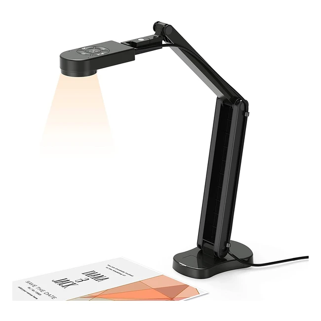 Kitchbai Visualiser 8MP Document Camera for Teaching - USB Webcam 4K with 3-Leve