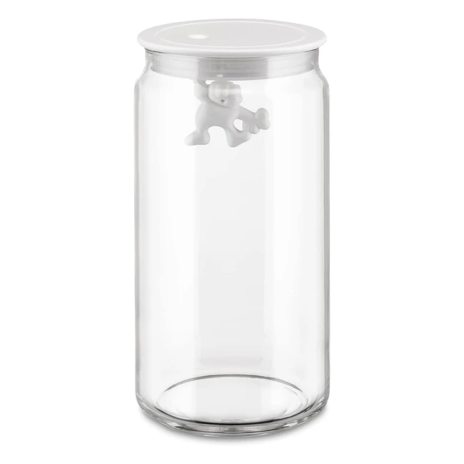 Di Alessi AMDR06-W Glass Gianni Jar - Large Kitchen Box with Hermetic Lid in White