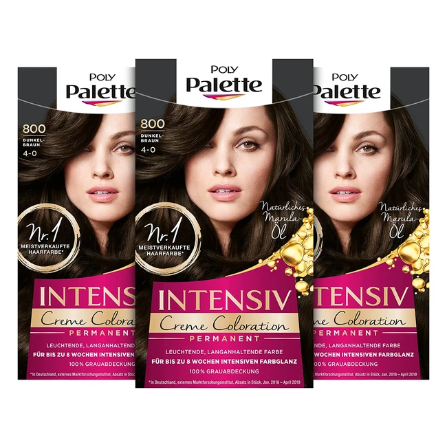 Poly Palette Schwarzkopf Intensive Cream Colouration Dark Brown 800 - Pack of 3 x 128ml - High Quality Hair Colour