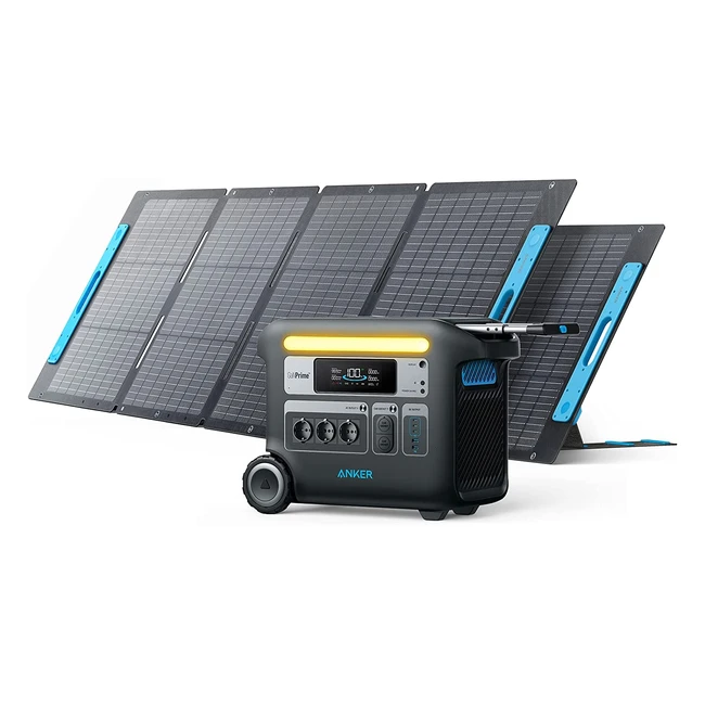 Anker Powerhouse 767 Solargenerator 2048 Wh mit 2 x 200 W Solarpanel, LifePO4 Akku, 3 x 230 V AC Steckdose, 2300 W max. für Camping & Wohnmobil