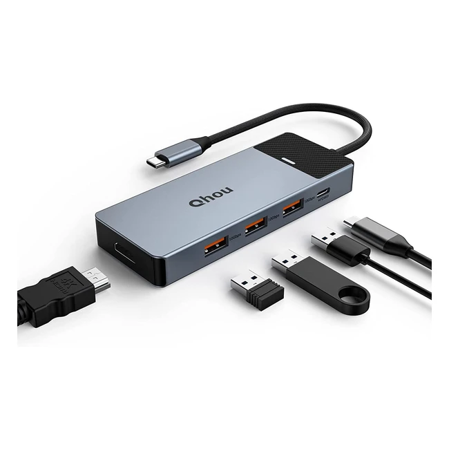 5-in-1 USB-C Hub fr MacBook ProAir M1 - Dual Display Adapter mit 4K 60Hz HDMI