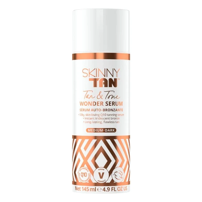 Skinny Tan Wonder Serum - Streak-Free Self Tan with Q10, Vitamin E, and Aloe Vera for Hydrating Skincare - Vegan & Cruelty-Free - Medium 145ml